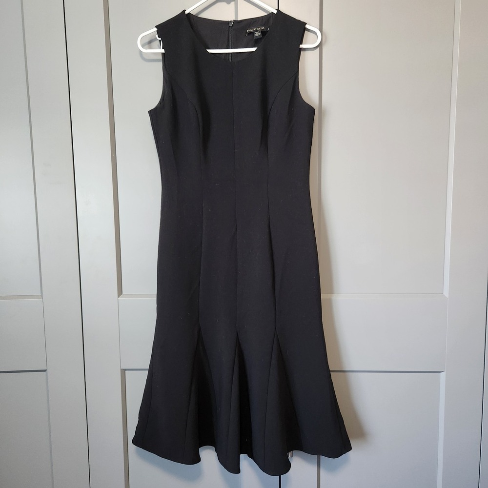 NEW Black Halo Brooklyn Sleeveless Flare Dress Black Midi Womens 4 NWT $390